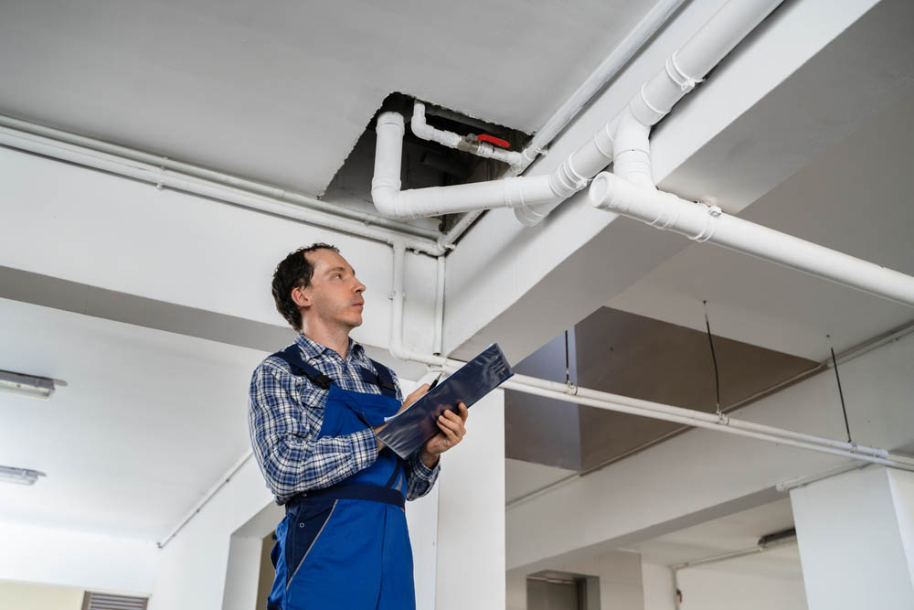 commercial plumber conducting an inspection
