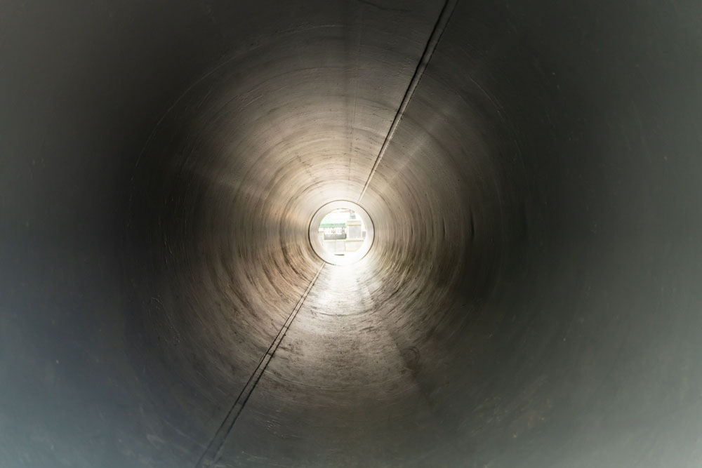 clear pipe interior