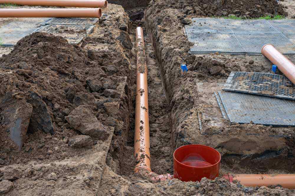 exposed sewer pipe lines